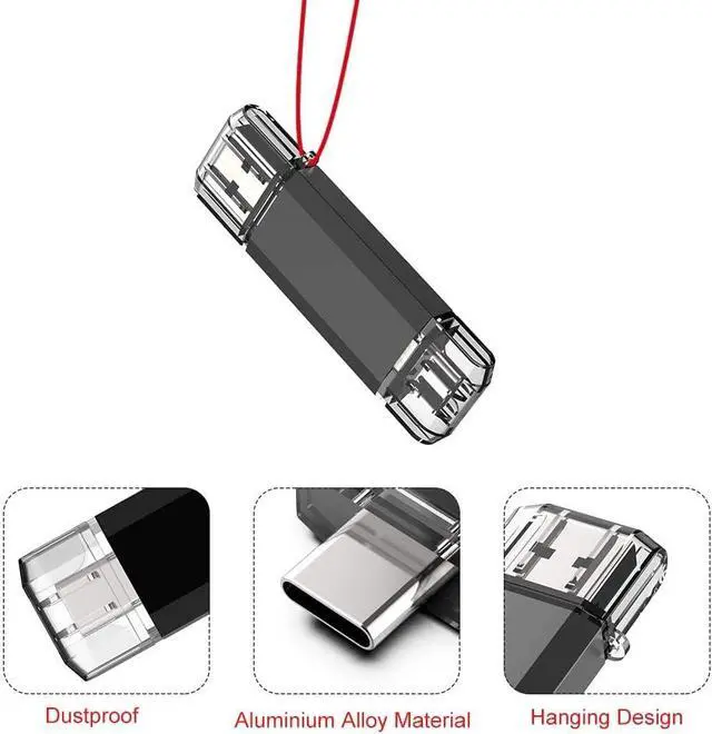 Alt view image 3 of 7 - Vansuny 5 Pack 64GB USB C Flash Drive 2 in 1 OTG USB 3.0 + USB C Memory Stick with Keychain Dual Type C Thumb Drive Photo Stick Jump Drive for Android Smartphones, Computers, MacBook, Tablets, PC