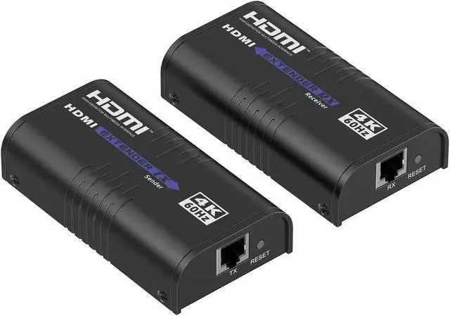 Alt view image 2 of 7 - LKV473 HDMI Extender 4K @ 60Hz, Up to 394ft (120m) Over Ethernet TCP/IP RJ45 Cat5/5e/6 Extender, 18Gbps HDMI Video Transmitter Receiver Kit for STB PS3, Supports HDCP 1.4/HDCP 2.2