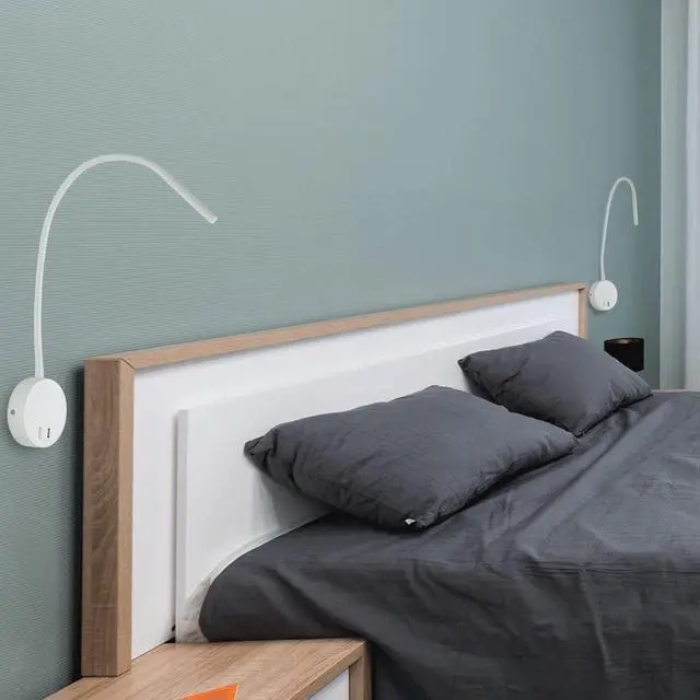 Alt view image 2 of 7 - Minimalist 5V USB Wall Mounted Reading Light Adjustable Hose - Perfect for Bedroom, Office, and Hotels(White)