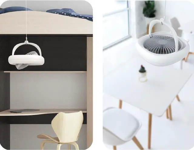 Alt view image 3 of 7 - 4000mAh USB Rechargeable Remote Control Oscillating Fan 4 Gears Tent Ceiling Fan with LED Lamp for Home Outdoor Desk Bed Oscillating Ceiling