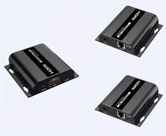 Main image of 1 x 2 LKV383 V4.0 Wall HDMI Extender Splitter 1080P@60Hz Up to 120m with IR Over RJ45 Cat5e/6 Network Cables Over IP Ethernet Gigabit Switch, Network LAN for SDTV HDTV Projector (1 TX and 2 RX kit)