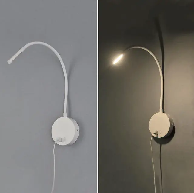 Alt view image 6 of 7 - Minimalist 5V USB Wall Mounted Reading Light Adjustable Hose - Perfect for Bedroom, Office, and Hotels(White)