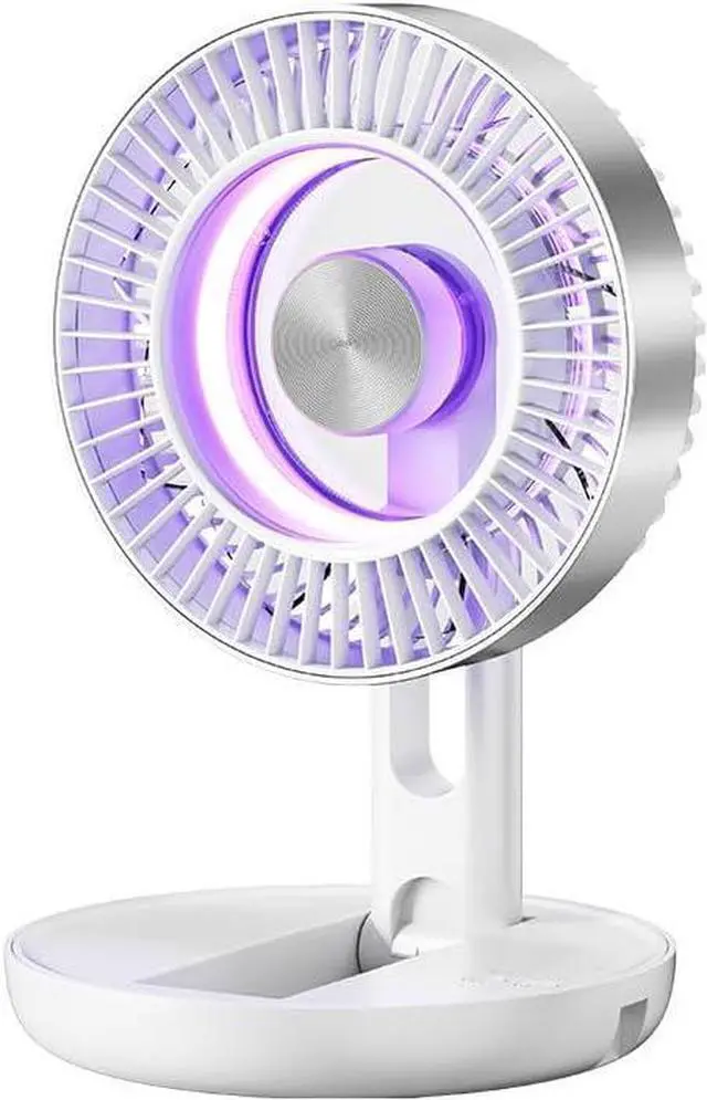Main image of USB Desk Fan, Portable Collapsible Rechargeable Fan with 1800 mAh Battery, 5 Speeds Adjustable Personal Cooling, 3D Air Circulation, Quiet Operation for Office Home Dorm Camping, Colorful LED Light