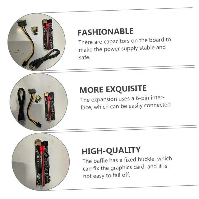 Alt view image 4 of 7 - Pci Express Extension Adapter 1x to 16x Riser Card Usb3.0 Graphics Card Cable High Reliability