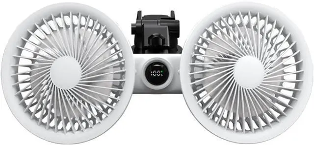 Alt view image 6 of 7 - Dual Head Car Fan with Strong Suction and 3 Speeds USB Powered Dashboard Cooling Air Wall Fan for Sedan SUV RV Auto Vehicles Home Windshield (White)