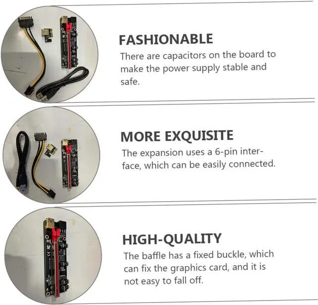 Alt view image 5 of 7 - 6sets Pci-e to Riser Adapter Card USB Pci Express for Gpus Stable Data Transmission Suitable for Mining and Gaming Rigs High-Performance Accessory