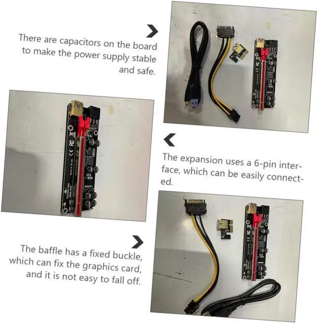Alt view image 6 of 7 - 6sets Pci-e to Riser Adapter Card USB Pci Express for Gpus Stable Data Transmission Suitable for Mining and Gaming Rigs High-Performance Accessory