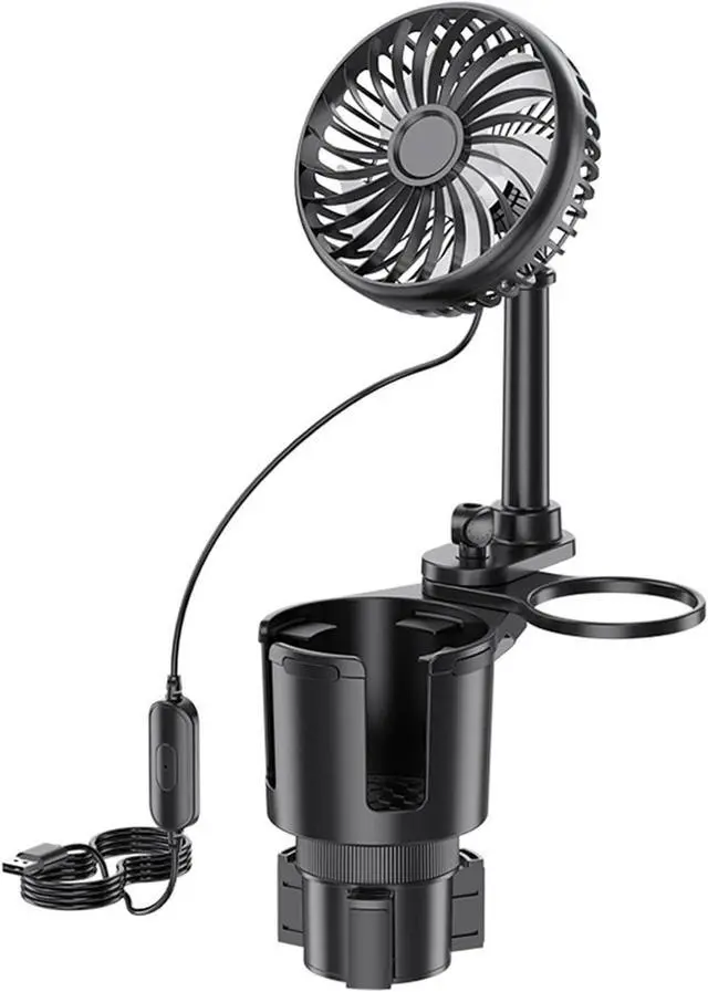 Alt view image 5 of 7 - Car Cup Holder USB Fan with 3 Speed Setting 360 Degree Rotation and Adjustable Base for SUV Truck Car Cooling Fan