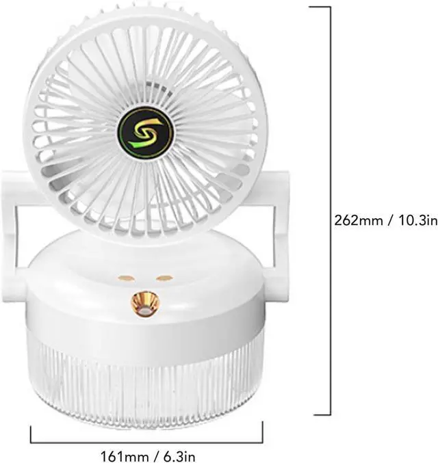 Alt view image 2 of 7 - USB Rechargeable Desk Fan with Mist Spray 800ml Water Tank Portable Folding Fan for Dormitories Offices