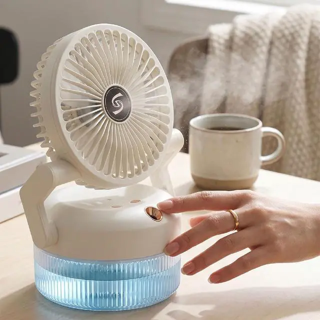 Alt view image 4 of 7 - USB Rechargeable Desk Fan with Mist Spray 800ml Water Tank Portable Folding Fan for Dormitories Offices