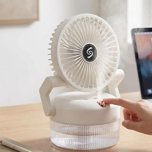 Alt view image 5 of 7 - USB Rechargeable Desk Fan with Mist Spray 800ml Water Tank Portable Folding Fan for Dormitories Offices