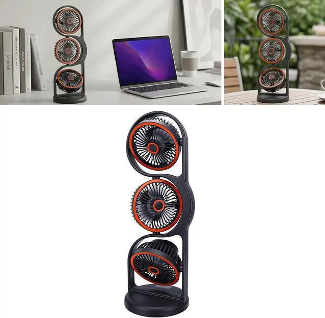 Alt view image 5 of 7 - USB Rechargeable Desk Fan with Adjustable Speed Settings for Customized Comfort Work (Grey)