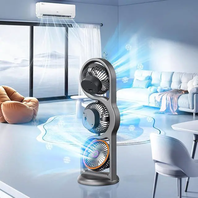 Alt view image 3 of 7 - USB Rechargeable Desk Fan with Adjustable Speed Settings for Customized Comfort Work (Grey)
