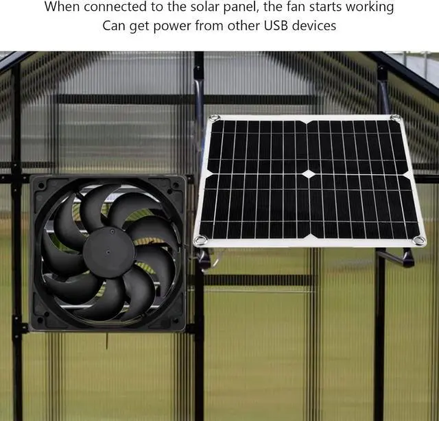 Alt view image 3 of 7 - Solar Charger Panel Solar Panel Fan Kit 12W USB Solar Powered Fan Portable for Outdoor Trips Lightweight Table Fan for Cooling Without Power Storage FunctionHome Outdoor Barbecue