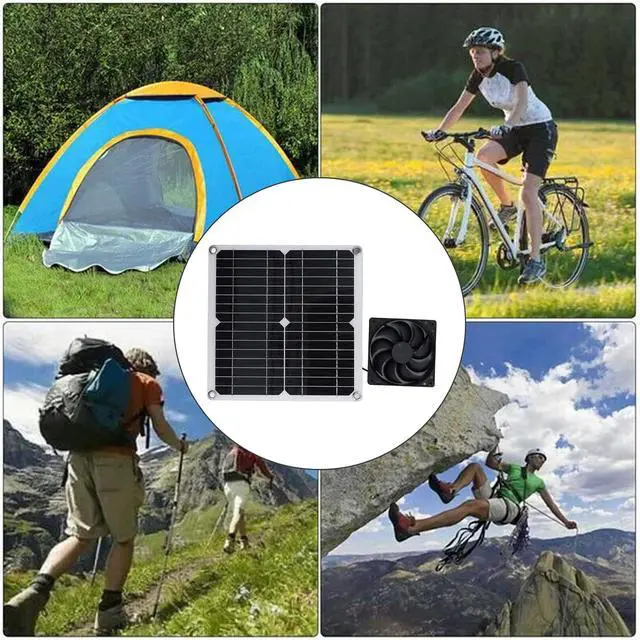 Alt view image 4 of 7 - Solar Charger Panel Solar Panel Fan Kit 12W USB Solar Powered Fan Portable for Outdoor Trips Lightweight Table Fan for Cooling Without Power Storage FunctionHome Outdoor Barbecue