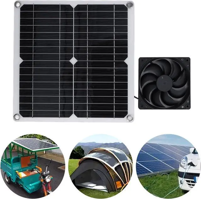 Alt view image 7 of 7 - Solar Charger Panel Solar Panel Fan Kit 12W USB Solar Powered Fan Portable for Outdoor Trips Lightweight Table Fan for Cooling Without Power Storage FunctionHome Outdoor Barbecue