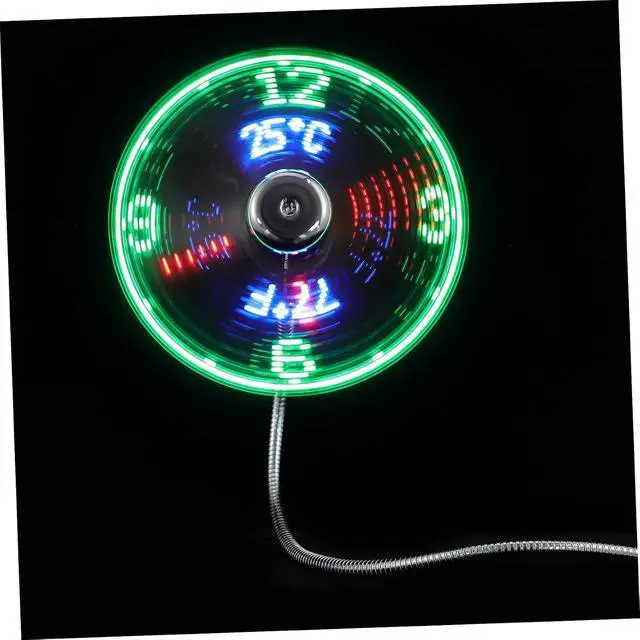 Alt view image 3 of 7 - Angoily 2pcs USB LED Mini Fan with Clock Temperature Display Flexible Gooseneck Design Portable Cooling for Home Office and Travel Durable Material
