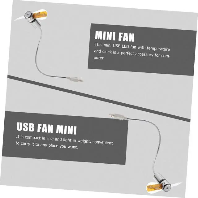 Alt view image 4 of 7 - Angoily 2pcs USB LED Mini Fan with Clock Temperature Display Flexible Gooseneck Design Portable Cooling for Home Office and Travel Durable Material