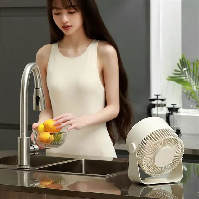 Alt view image 4 of 7 - Household Table Desktop Fan USB Rechargeable Air Circulation Electric 4000mAh Portable Wall Mounted for Kitchen Small Table Quiet