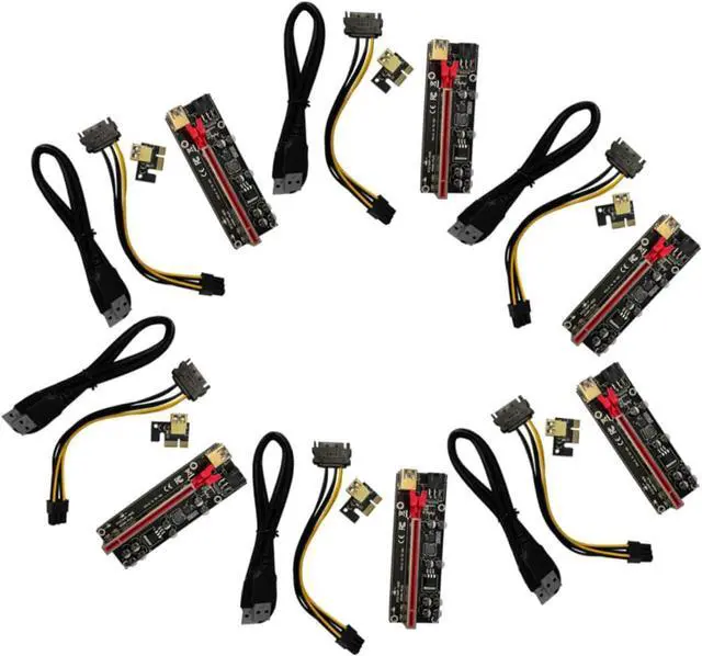 Main image of Housoutil 6sets Pin Pci-e Gpu Riser Adapter Card Extender for Mining Rig Stable Power Supply Fixed Buckle for Secure Fit