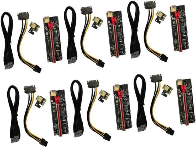 Alt view image 3 of 7 - Housoutil 6sets Pin Pci-e Gpu Riser Adapter Card Extender for Mining Rig Stable Power Supply Fixed Buckle for Secure Fit