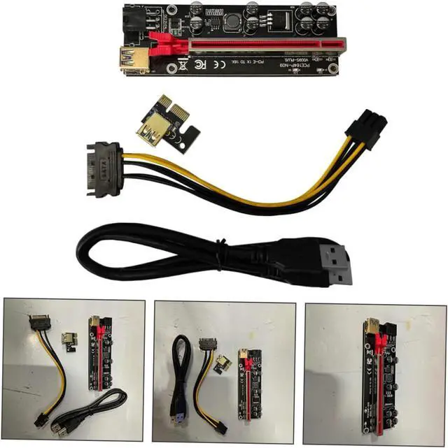 Alt view image 7 of 7 - Housoutil 6sets Pin Pci-e Gpu Riser Adapter Card Extender for Mining Rig Stable Power Supply Fixed Buckle for Secure Fit