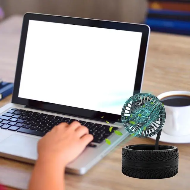 Alt view image 5 of 6 - Quiet Performance USB Foldable Fan With Tire Shape 3 Speeds Folding Silent Desktop For Indoor Outdoor Easy to Carry(Blue)