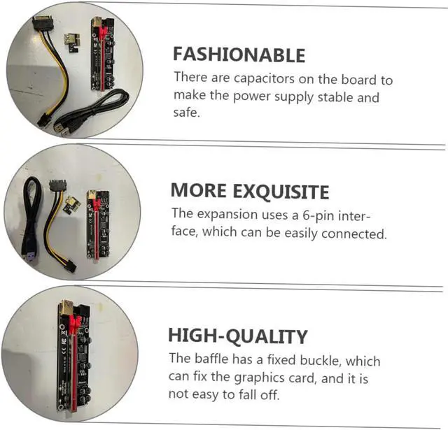 Alt view image 4 of 7 - Adapter for Pcie Expansion Card 6 Sets Pci-e 1x to 16x Extender Pcie Riser Simple Installation