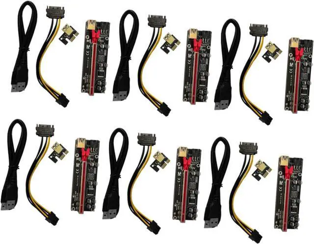 Main image of 6sets Pci-e to Extender Cable Egpu Adapter for Mining Frame Riser Adapter Led Indicator Card Slot Shielding Computer Accessories