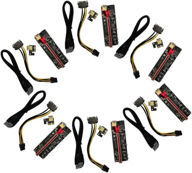 Alt view image 3 of 7 - 6sets Pci-e to Extender Cable Egpu Adapter for Mining Frame Riser Adapter Led Indicator Card Slot Shielding Computer Accessories