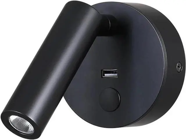 Main image of Black,Hardwired Lamp to Reading Book Touch Dimmer Switch Sconces LED Bedside Reading Light USB Charger Focus Beam Home RV Boat