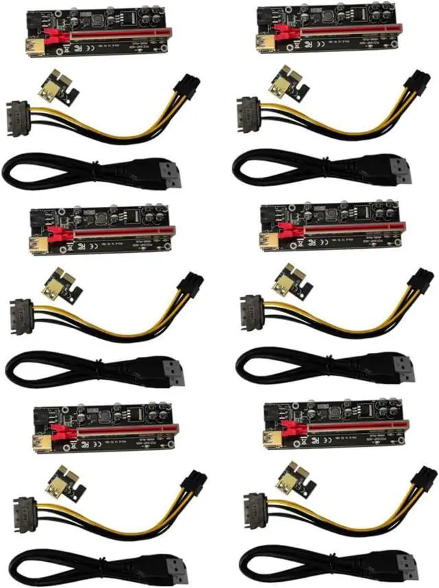 Alt view image 4 of 7 - Housoutil 6sets Pin Pci-e Gpu Riser Adapter Card Extender for Mining Rig Stable Power Supply Fixed Buckle for Secure Fit
