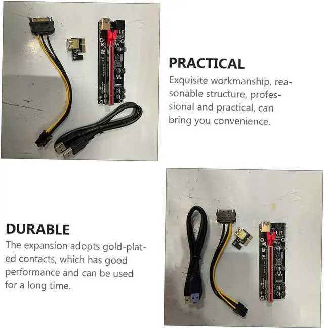 Alt view image 6 of 7 - 6sets Pin Pci Express Riser Card Adapter USB Pci-e Extension Cable with Led Indicator Contacts for Stable Gpu Connection