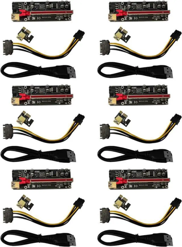 Main image of 6sets Pci-e to Extender Cable Gpu Riser Card Power Extender for Mining Computer Accessories
