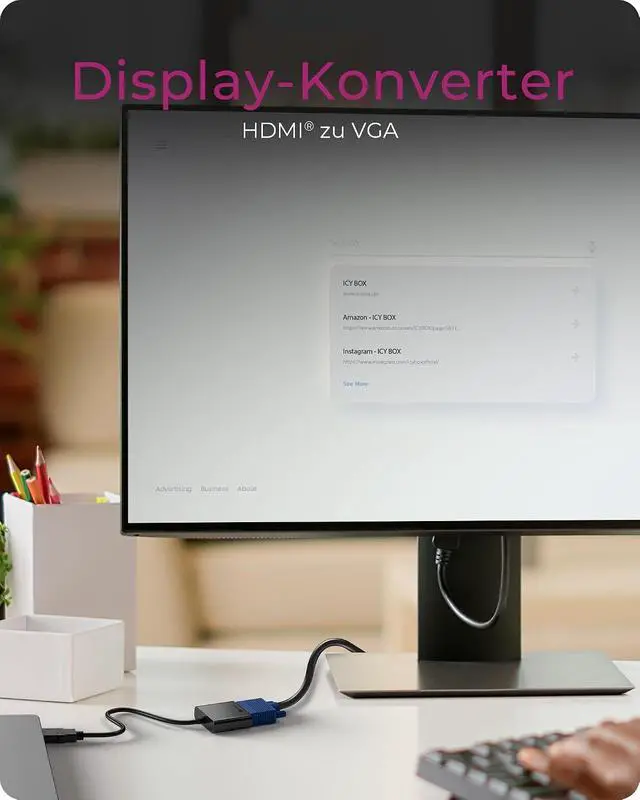 Alt view image 2 of 7 - ICY BOX IB-AC502a 2-in-1 HDMI to VGA Adapter 1920 x 1200 Hz