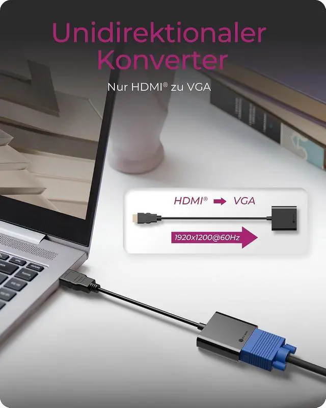 Alt view image 7 of 7 - ICY BOX IB-AC502a 2-in-1 HDMI to VGA Adapter 1920 x 1200 Hz