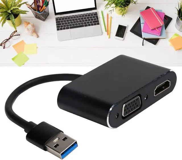 Alt view image 2 of 7 - USB3.0 to HDMIVGA Adapter, 2 in 1 HD Computer Converter, Supports 1080P Resolution, Synchronous Display, Compatible with 7/8/8.1/10, Plug and Play, Aluminum Alloy Materi