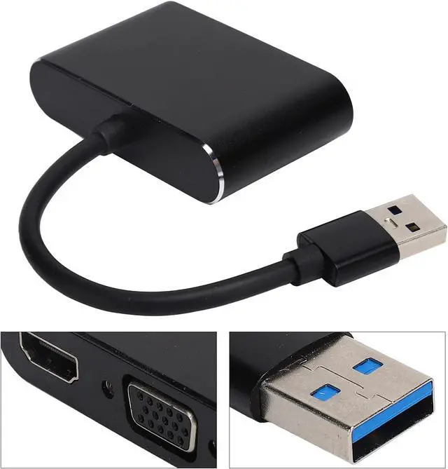 Alt view image 3 of 7 - USB3.0 to HDMIVGA Adapter, 2 in 1 HD Computer Converter, Supports 1080P Resolution, Synchronous Display, Compatible with 7/8/8.1/10, Plug and Play, Aluminum Alloy Materi
