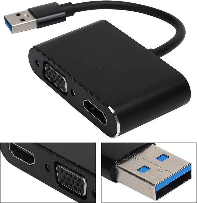 Alt view image 4 of 7 - USB3.0 to HDMIVGA Adapter, 2 in 1 HD Computer Converter, Supports 1080P Resolution, Synchronous Display, Compatible with 7/8/8.1/10, Plug and Play, Aluminum Alloy Materi