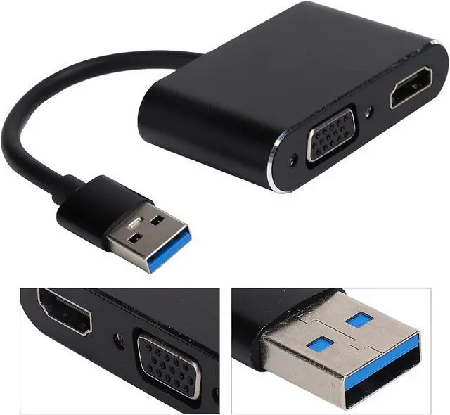 Alt view image 6 of 7 - USB3.0 to HDMIVGA Adapter, 2 in 1 HD Computer Converter, Supports 1080P Resolution, Synchronous Display, Compatible with 7/8/8.1/10, Plug and Play, Aluminum Alloy Materi