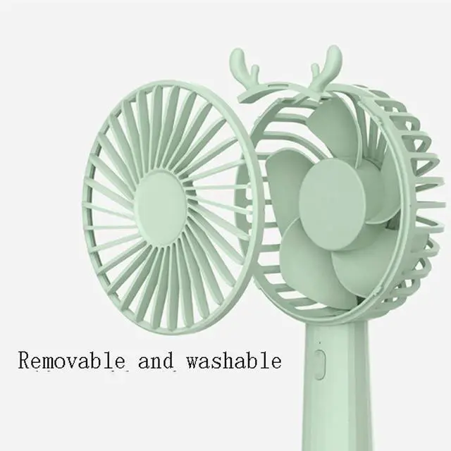 Alt view image 6 of 7 - Small Mini Fan,Portable Handheld Fan,Removable,USB Cooling Fan,Portable Desk Fan for Bedroom Home Office Outdoor,Small Fan Strong Airflow (Color : Green)