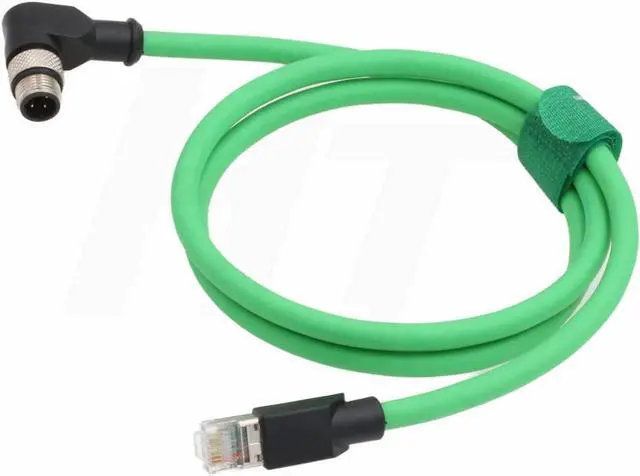 Main image of Ethernet Cable for Keyence IV2 Vision Sensor Camera Network Profinet Fieldbus EtherCAT PLC, M12 4 Pin D-Code Male Right Angle to RJ45 Shielded CAT5e 3m