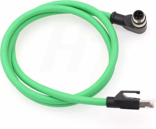 Alt view image 2 of 6 - Ethernet Cable for Keyence IV2 Vision Sensor Camera Network Profinet Fieldbus EtherCAT PLC, M12 4 Pin D-Code Male Right Angle to RJ45 Shielded CAT5e 3m