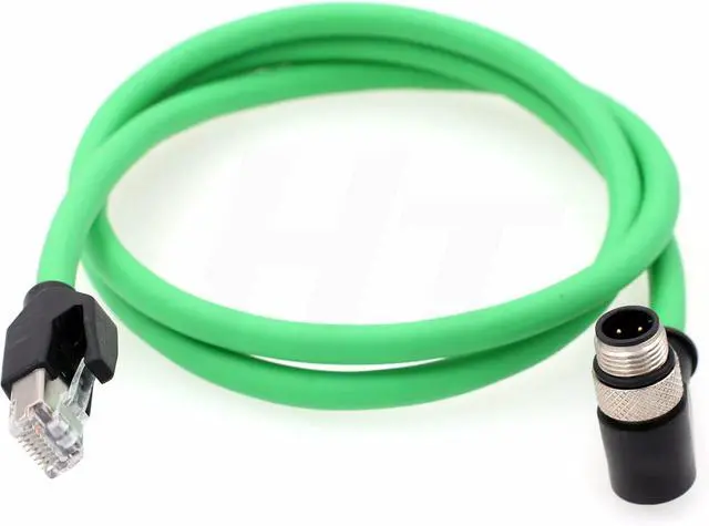 Alt view image 5 of 6 - Ethernet Cable for Keyence IV2 Vision Sensor Camera Network Profinet Fieldbus EtherCAT PLC, M12 4 Pin D-Code Male Right Angle to RJ45 Shielded CAT5e 3m