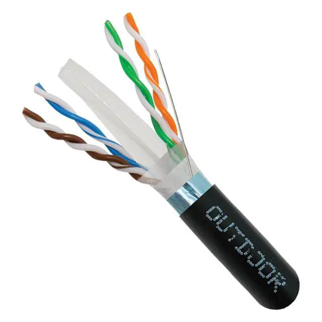 Alt view image 2 of 5 - Vertical Cable Cat6, Shielded Waterproof Tape, Direct Burial, 2000ft, Black, Bulk Ethernet Cable