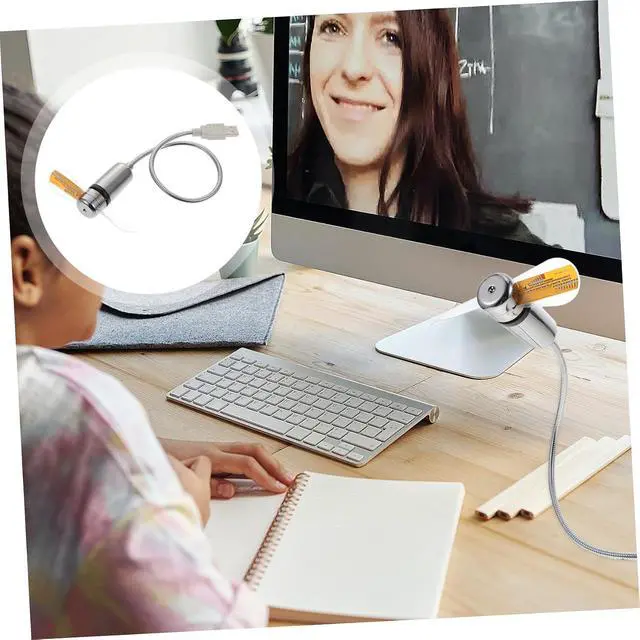 Alt view image 5 of 7 - Angoily 2pcs USB LED Mini Fan with Clock Temperature Display Flexible Gooseneck Design Portable Cooling for Home Office and Travel Durable Material