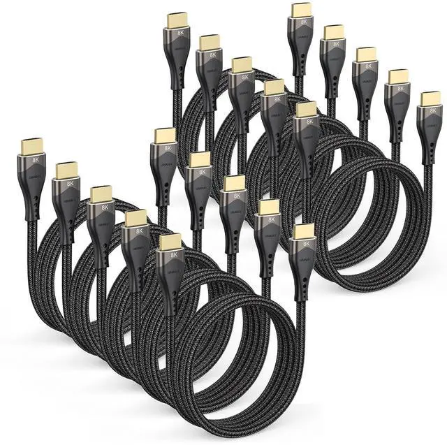 Main image of 10K 8K HDMI Cable 3FT 10-Pack, 48Gbps Ultra High Speed HDMI 2.1 Cable 8K@60Hz, 4K@120Hz Nylon Braided HDMI Cord, eARC, HDR10, HDCP 2.2&2.3 for PS5, Monitor, HDTV, Laptop, PC, Blu-ray