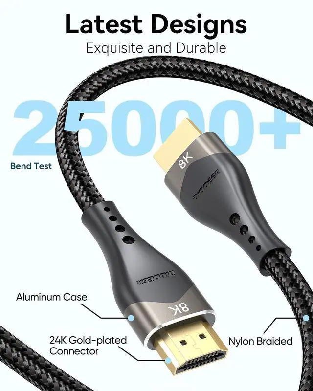 Alt view image 7 of 7 - 10K 8K HDMI Cable 3FT 10-Pack, 48Gbps Ultra High Speed HDMI 2.1 Cable 8K@60Hz, 4K@120Hz Nylon Braided HDMI Cord, eARC, HDR10, HDCP 2.2&2.3 for PS5, Monitor, HDTV, Laptop, PC, Blu-ray