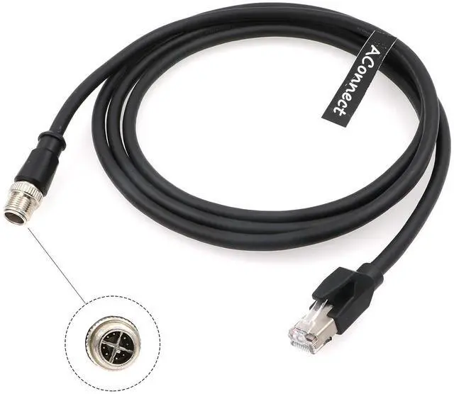 Main image of M12-X-Code-RJ45-Industrial-Shielded-Ethernet Cable for Cognex Industrial Camera M12 8Pin X-Code Male to RJ45 Cat6a Flexible 6.6Ft|2M