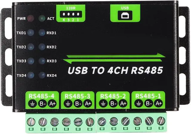 Alt view image 2 of 7 - USB to RS485 Converter Adapter, Resettable Fuse 120R Resistors Lightningproof USB to RS485 Converter 1200bps to 460800bps 4CH for Communication